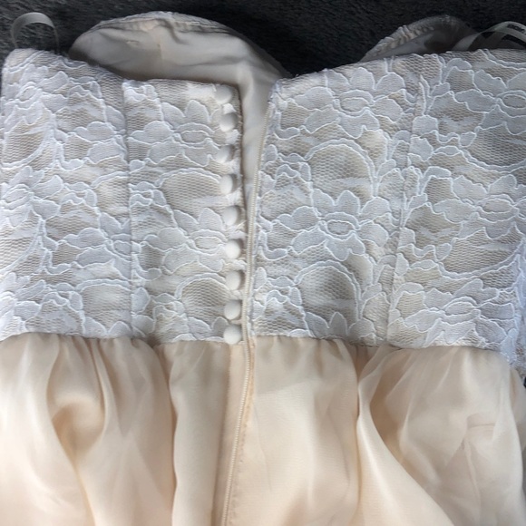 Mori Lee Cream Strapless Lace Gown - Picture 8 of 10